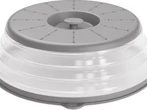 Microwave Splatter Cover Vented for Food with Hook Hole, Splatter Guard & Colander Kitchen Gadget for Food, Meal Prep, Grey