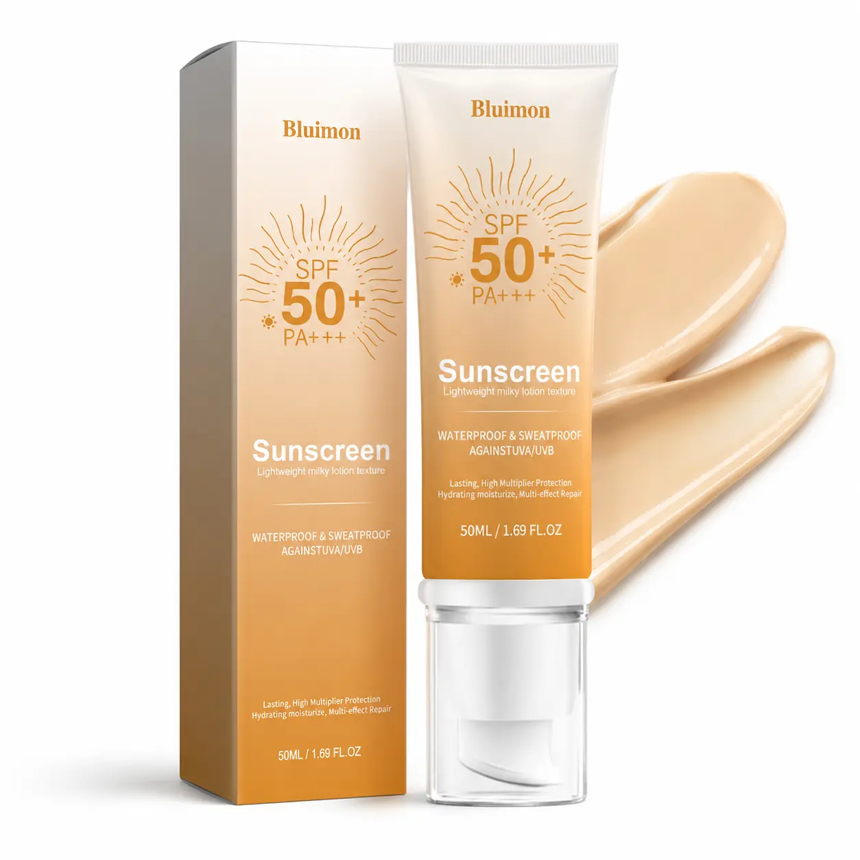 Bluimon Tinted Facial Sunscreen SPF 50+ PA+++, Alcohol-Free High Protection Face Use Sunscreen with Lightweight, Sheer Buildable Layer Coverage