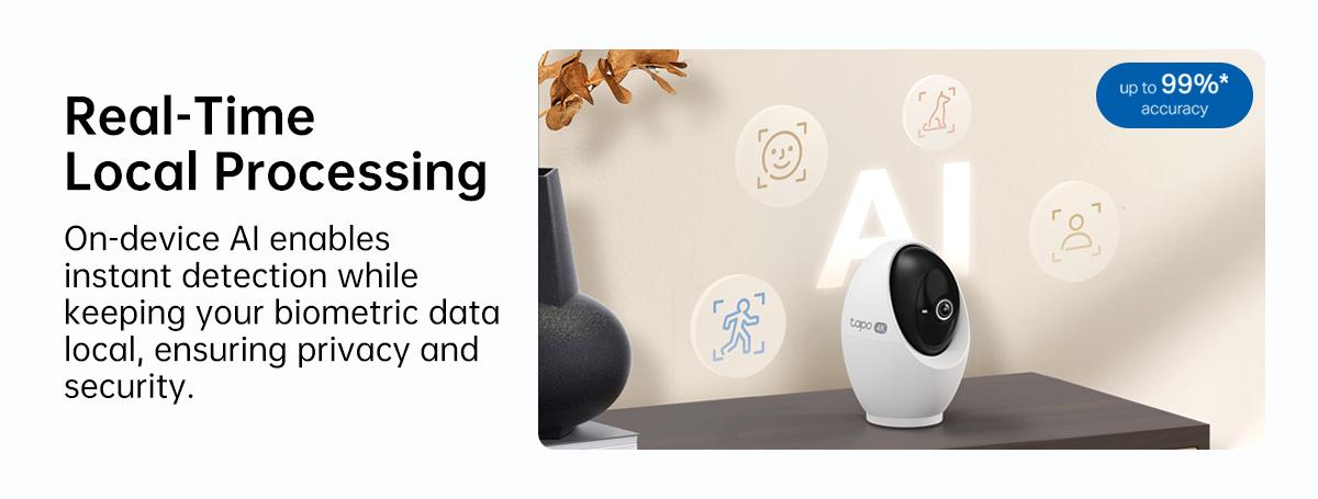 TP-Link & Tapo C260 RoomCam 360° 4K Ultra HD Pan Tilt Dual Band WiFi Indoor Security Camera with AI Face Recognition Two Way Audio and Enhanced Privacy Mode