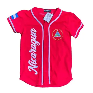 Full Print Nicaragua Red Baseball Jersey Jersey, Print Baseball Jersey, Sport Jersey for Men and Women, Baseball Jersey Style
