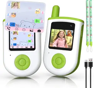 Video Walkie Talkies for Kids,2 Pack Rechargeable Kids Walkie Talkies with Video Call & Camera,Send Photos/Text,18 Emoji Expressions 3 Mini Games & 1000ft Range, Camping, Birthday,Hiking Gift for 3-12 Year Old Boys Girls