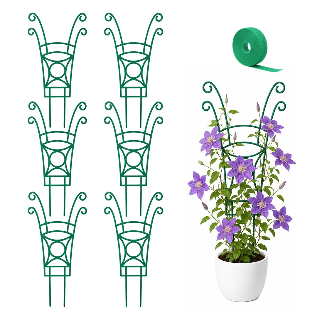 Pack of 6 plant supports, climbing support for vines, stackable plant supports for decorative pots and indoor spaces, suitable for plants such as pothos, bamboo palm, spider lily, and poinsettia. Garden Planter Stand, Outdoors, Plant Stand