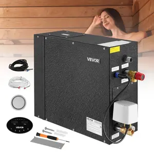 VEVOR Steam Generator,  6 kW Steam Shower System with Controller for Home Sauna Bath Spa, Commercial Auto Drain Kit with Overheat, Dry-Run & Overpressure Protection, 10 Min to 24h Efficient, Black