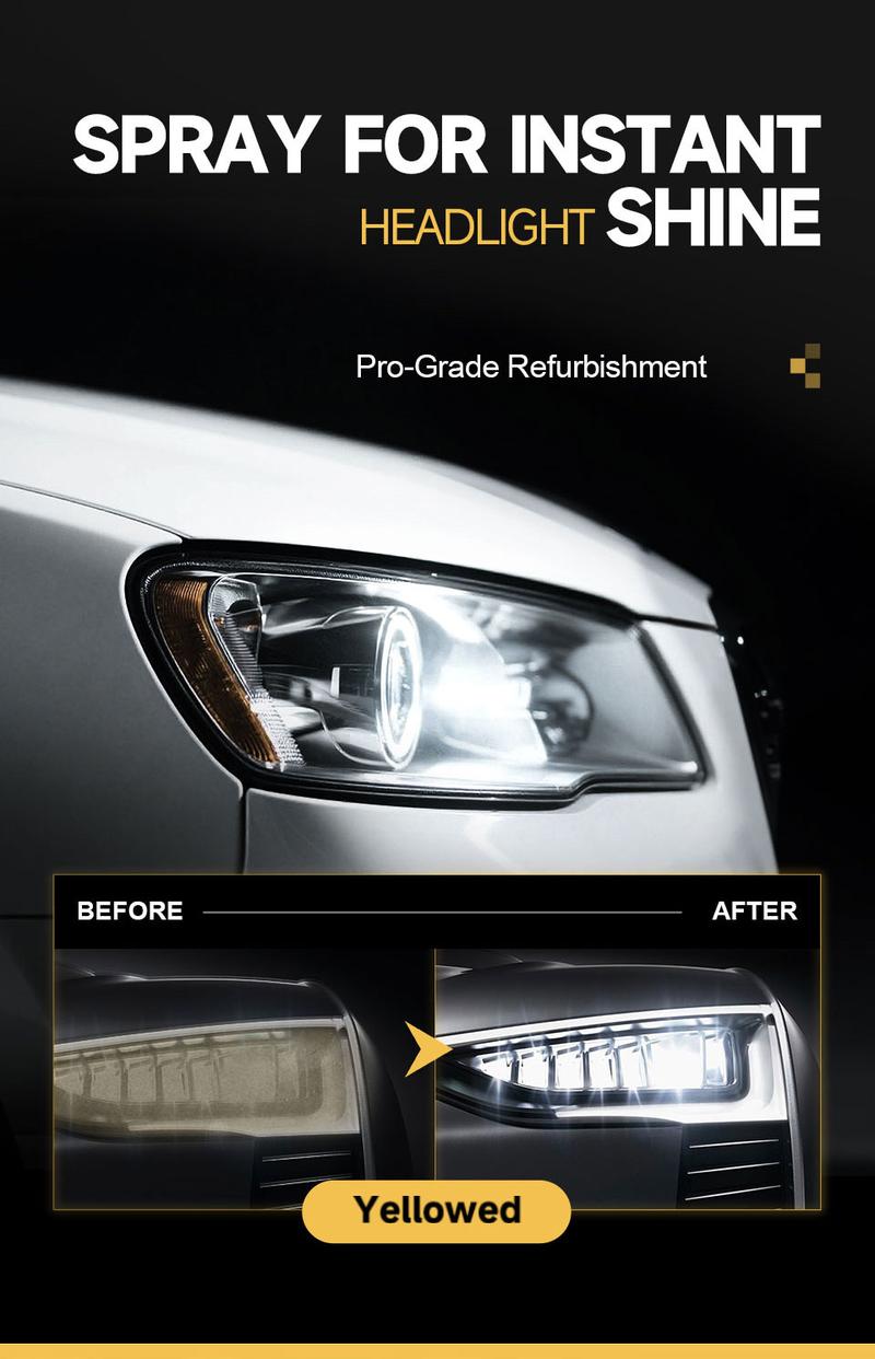 Toretark Valentine's Day Gift for Men, No-Sand Car Headlight Restoration Kits (100ML Cleaning Solution + 20ML Crystal Coating Agent), Repairs Oxidized And Yellowed Headlights, Crystal Clear Coating, Car Care Product