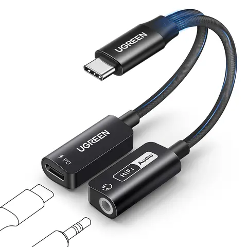 UGREEN Magnetic 2-in-1 USB-C to 3.5mm Audio Adapter - Hi-Res Audio (32-bit/384kHz), 60W PD Fast Charging, Single Unit for iPhone/iPad/Switch (17 Pro Max, 2, Pro) & Galaxy S25 Ultra | USB Adapters, TikTok Shop Back to School