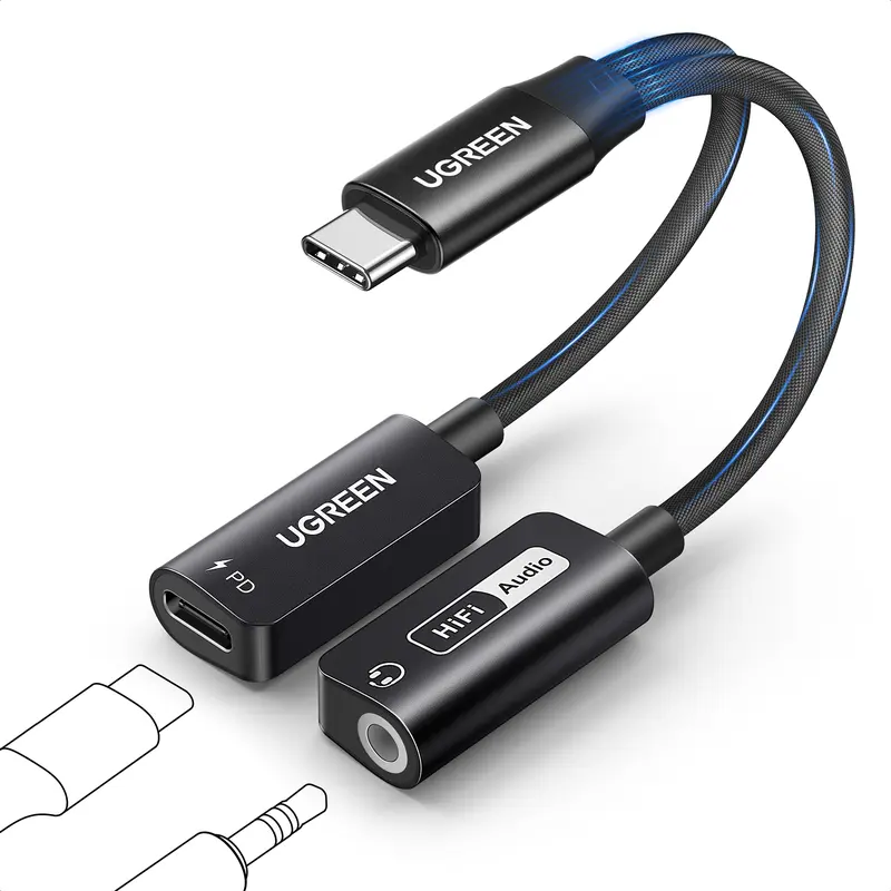 UGREEN Magnetic 2-in-1 USB-C to 3.5mm Audio Adapter - Hi-Res Audio (32-bit/384kHz), 60W PD Fast Charging, Single Unit for iPhone/iPad/Switch (17 Pro Max, 2, Pro) & Galaxy S25 Ultra | USB Adapters, TikTok Shop Back to School