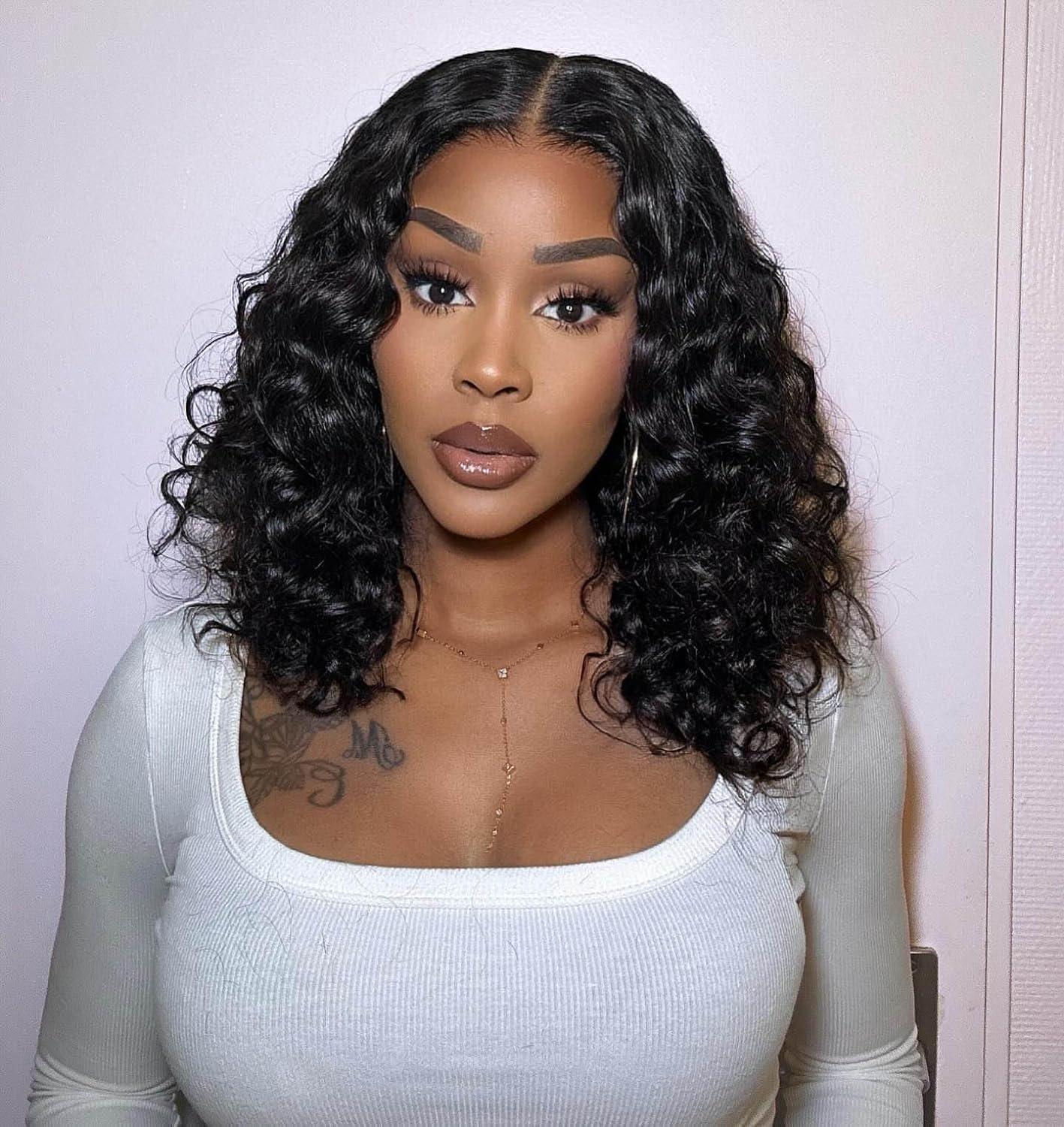 Wear And Go Glueless BOB Human Hair Wig Peruvian Deep Wave Curly Short Bob 6x4 HD Pre Cut Glueless Water Wave Wig 100% Human Hair For Women Ready To Wear And Go On Sale