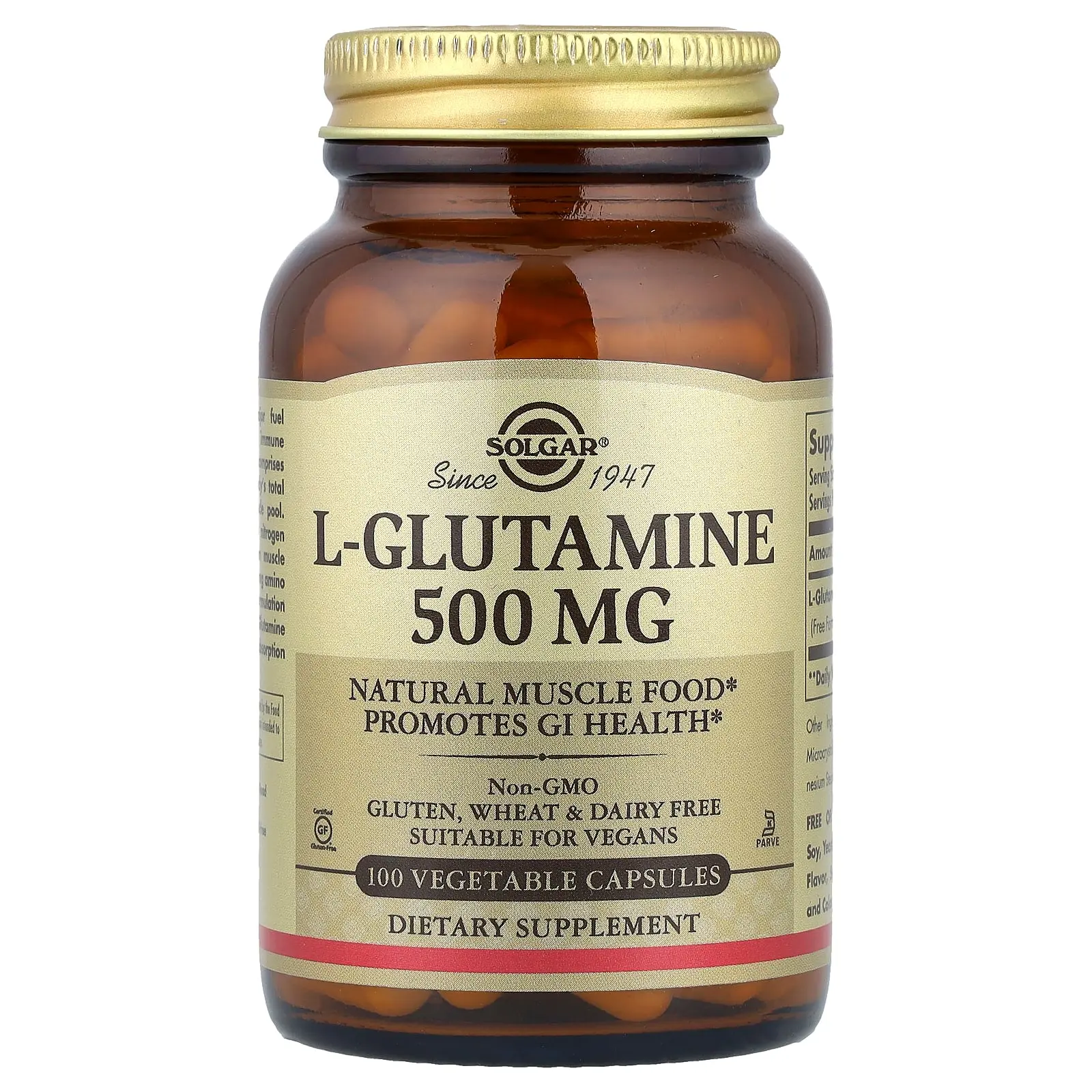 Solgar L-Glutamine, 100 Vegetable Capsules (500 mg per Capsule)