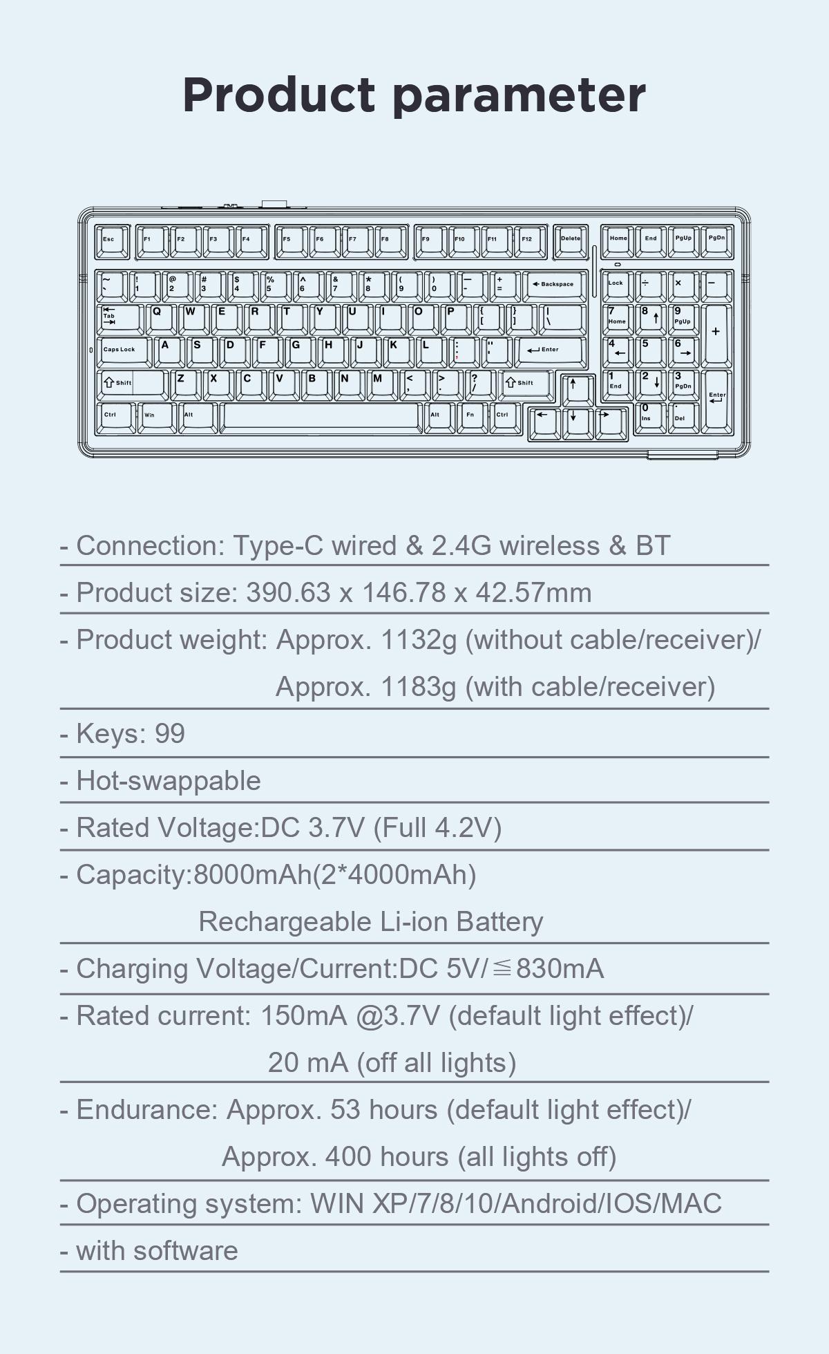 AULA F99 Wireless Mechanical Gaming Keyboard, Numpad Tri-Modes 2.4G Bluetooth Compatible Hot Swappable Custom Keyboard, Pre-lubed Linear Switches, Gasket Structure, RGB Rainbow Backlit Keyboard for Office Computer Creamy Keyboard TikTokShopfalldealsforyou
