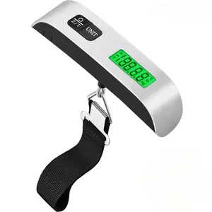 Digital Luggage Scale, LCD Display Backlight Temperature Baggage Scale with 110lbs Capacity, Portable Stainless Steel Hanging Luggage Weight Scale with Tare Function for Travelers - Silver