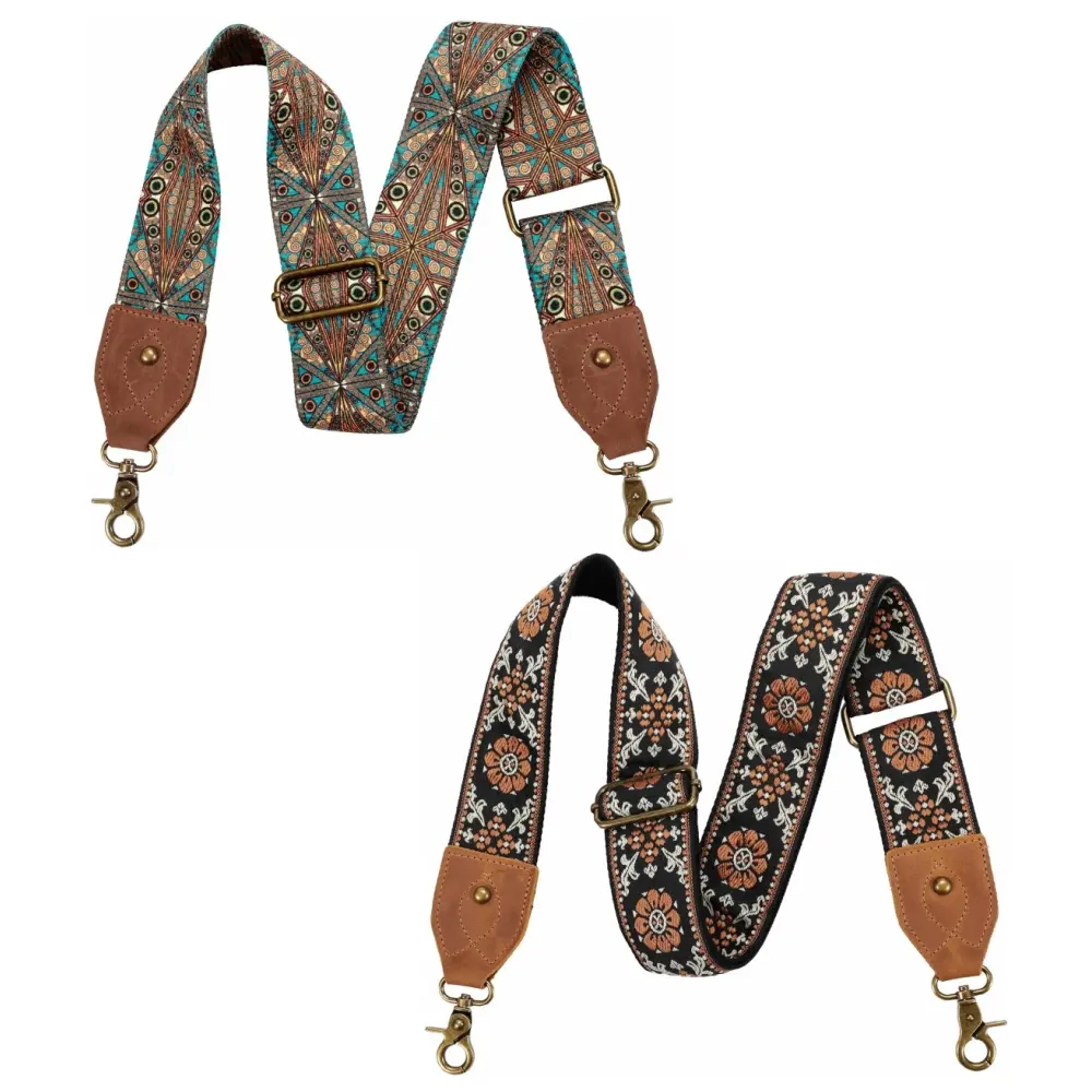 2PCS Adjustable Wide Crossbody Shoulder Strap Retro Personalized Printing Multi-pattern Crossbody Bag Straps for Handbag, a Stylish Accessory