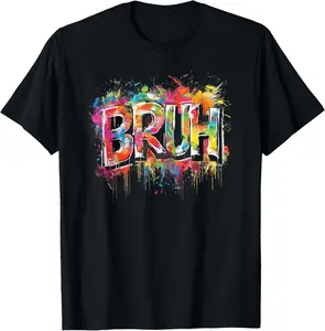 Boys Bruh Meme Funny Saying Teens Graffiti Aesthetic Kids T-Shirt