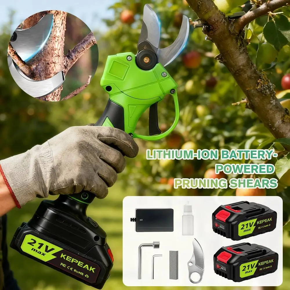【Toolupgrade】Women's Cordless Electric Pruning Shears Tool Kit, Portable Metal Blade Limb Branch Cutter, 30mm (1.18in) Cutting Diameter, SK5 Steel Blade, 13000mAh Rechargeable Lithium Battery, Lightweight, 60 Minutes Use, for Garden, Greenhouses, Farms
