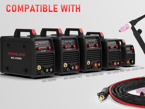 YESWELDER WP-17V-35 13ft TIG Welding Torch 150Amp | 35-50mm² Euro Connector Lift TIG Gun Fits DP200, MIG-205DS-PRO, MIG-250PRO, MIG-165DS-PRO, MIG-185DS-PRO & ARC-205DS-PRO Welder