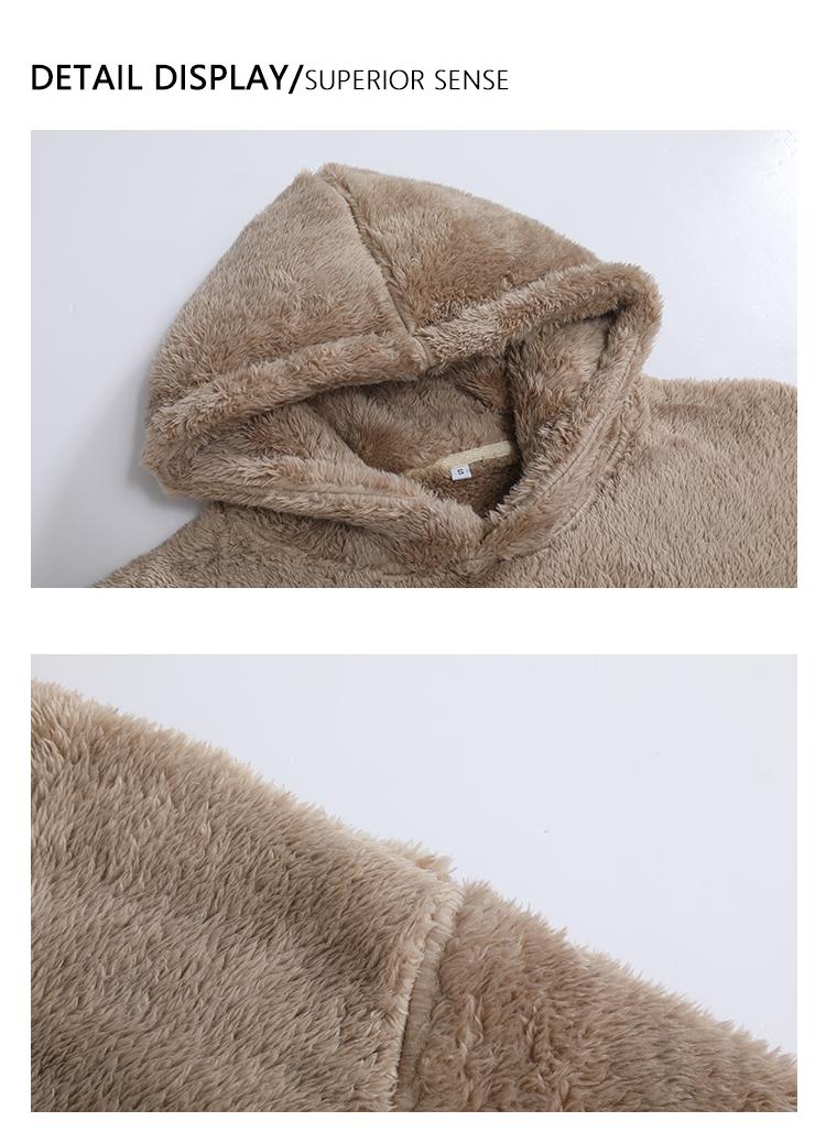 One piece Men's winter fleece thick casual loose and comfortable Arctic fleece hooded sweatshirt, Men's warm outerwear hooded clothes, Men's Solid Pocket Long Sleeve Fuzzy Hoodie, Cozy Fall Outfits