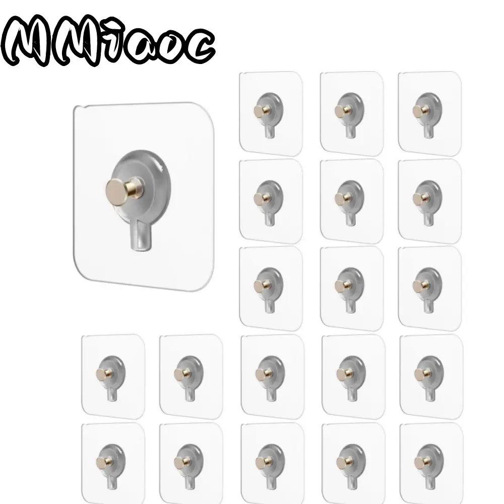 20pcs, Transparent Self-Adhesive Wall Hooks Photo Frame Clock Screw Hook No Drilling No Nail Hanging Hangers Holder Organizer, Utility Hooks,summerwins