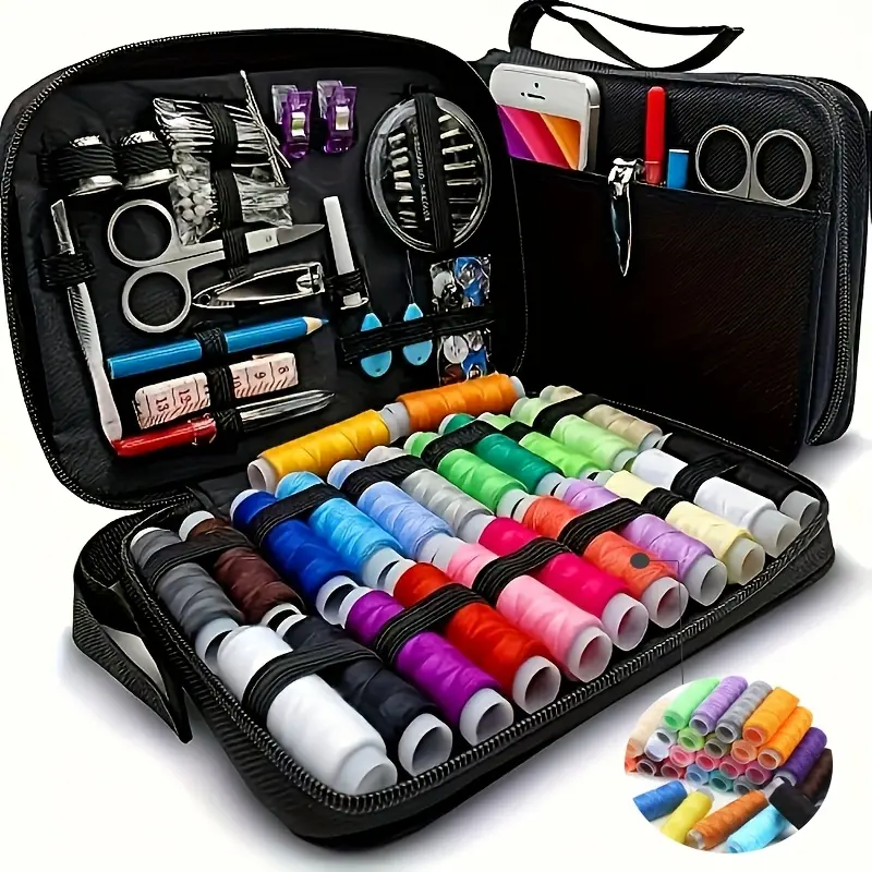 [Portable Travel Sewing] 111-Piece Multi-Sewing Kit With Accessories - 24-Colored Threads, Needles, And Thread For Small Repair Sewing, Essential Mini Portable Travel Sewing Kit For Emergency Fixes