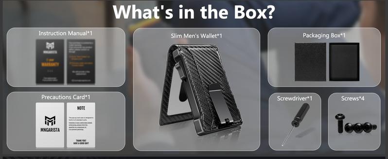 MNGARISTA Wallet for Men,Slim Minimalist Bifold Wallet with RFID Blocking,Pop-Up Credit Card Holder with ID Window & Money Clip,Magnetic Flip Metal Wallet for 10-12 Cards,Gifts for Men-Carbon Fiber