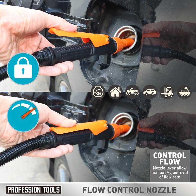 Battery Powered Fuel Transfer Pump | Portable Electric Siphon Pump for Gas, Fuel, Diesel, Water, Transmission Flow Control Nozzle
