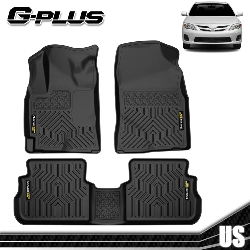Car Floor Mats for 2009-2024 Toyota Corolla/Matrix, TPE Material Weatherproof Stain Resistant 2-Row Liner Upgraded G-PLUS