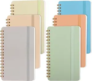 6 PCS Small Spiral Notebook 4x6, Notebooks for Note Taking, Colorful Scheme Spiral Journal Notebook, Work Notebook Small Notebooks 4x6 with Strap, Cute Notebooks for Women 50Sheets/Note Books