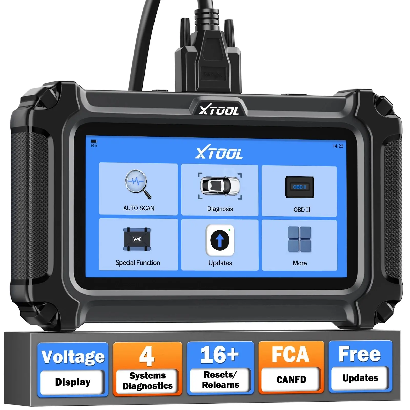 [Summervibes] XTOOL D5S OBD2 Scanner Car Diagnostic Scan Tools for ABS/SRS/Engine/Transmission, 16 Reset Services, Free Lifetime Update, Code Reader for Cars & Trucks, Crank Sensor Relearn, FCA AutoAuth, CAN FD for Vehicle Automotive Alternator Tester sum