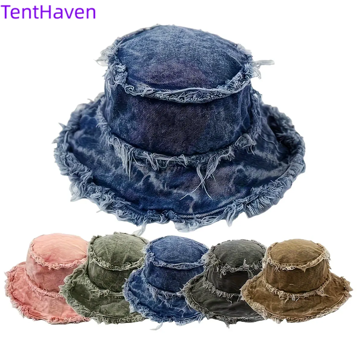 Unisex Vintage Washed Cotton Bucket Hat - Casual Trendy Hat with Vintage Texture, Lightweight, Reversible, Distressed, Double-Side Wear, Sporty Chic Japanese Streetwear, All-Season, Male & Female Adult Casual Outdoor Accessory