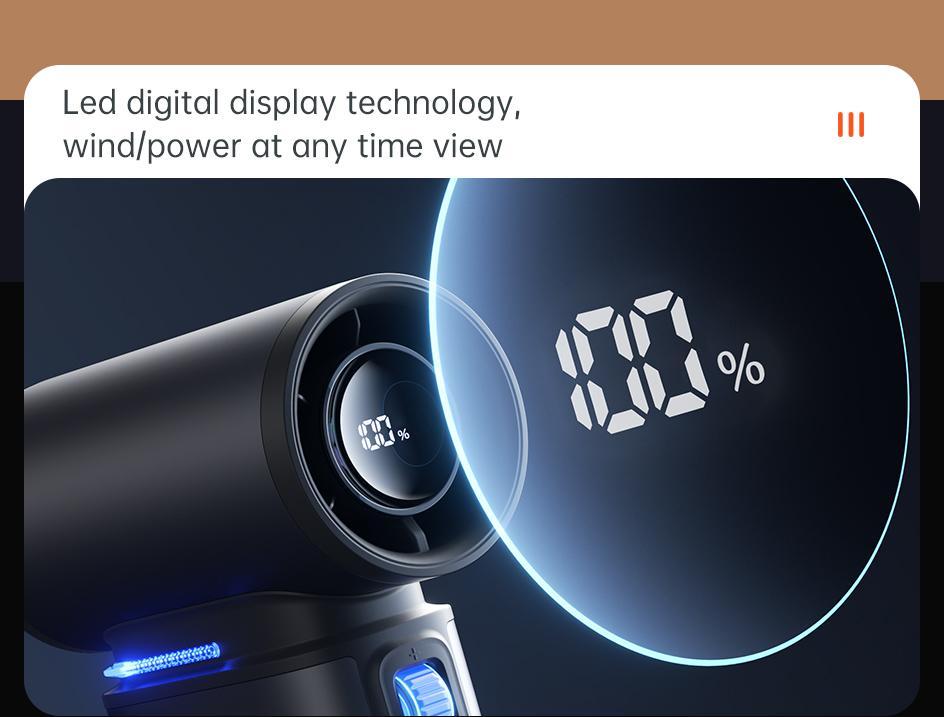 JISULIFE Portable Handheld Turbo Fan with 100 Speeds Adjustable Mini Personal Fan 9000mAh USB Rechargeable Battery Operated LED Display Powerful Cooling Solution