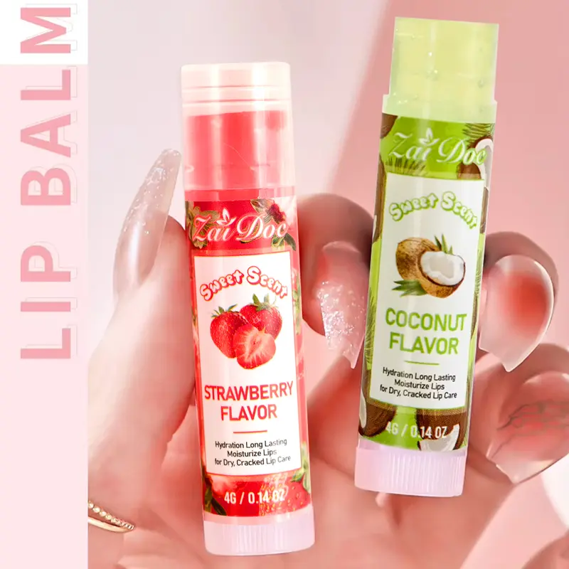 ZaiDoc Water-Based Fruity Lip-Love Crystal Jelly Balm - 6 Flavors (Strawberry, Coconut Included) - 24-Month Moisturizing Hydrating Care for Adults' Dry Lips, Daily Juicy Glossy Look