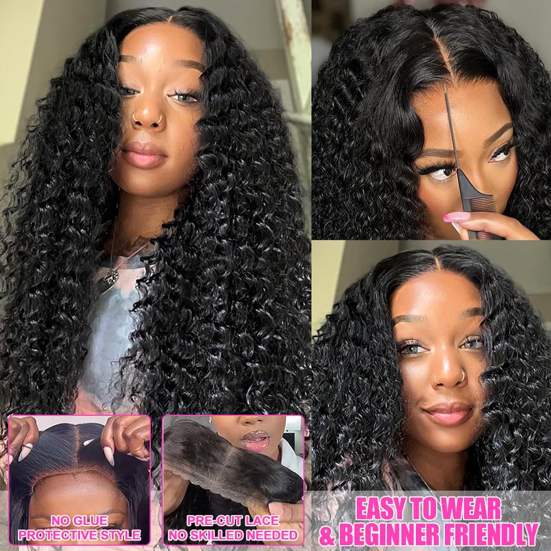 Bling Hair Glueless Wigs Human Hair Pre Plucked Pre Cut 13x4 13x6 Deep Wave Lace Front Drawstring Wigs Human Hair for Women 6x4 5x5 HD Lace Closure Wigs with Elastic Drawstring 180% Density Natural Color