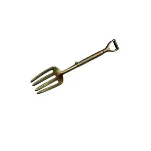 Unsigned Garden Fork Brooch Gold Tone Tool Novelty 1980s Vintage