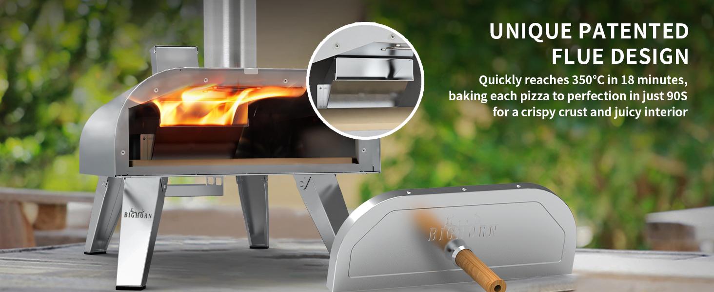 BIG HORN 12''/16'' Wood Pellet Pizza Ovens, 660°F Bake Neapolitan Pizza in 90s, Portable Outdoor Pizza Grill Stove, Stainless Steel, for Outdoor Backyard Camping BIG HORN 12''/16'' Wood Pellet Pizza Ovens, 660°F Bake Neapolitan Pizza in 90s, Portable Outdoor Pizza Grill Stove, Stainless Steel, for Outdoor Backyard Camping