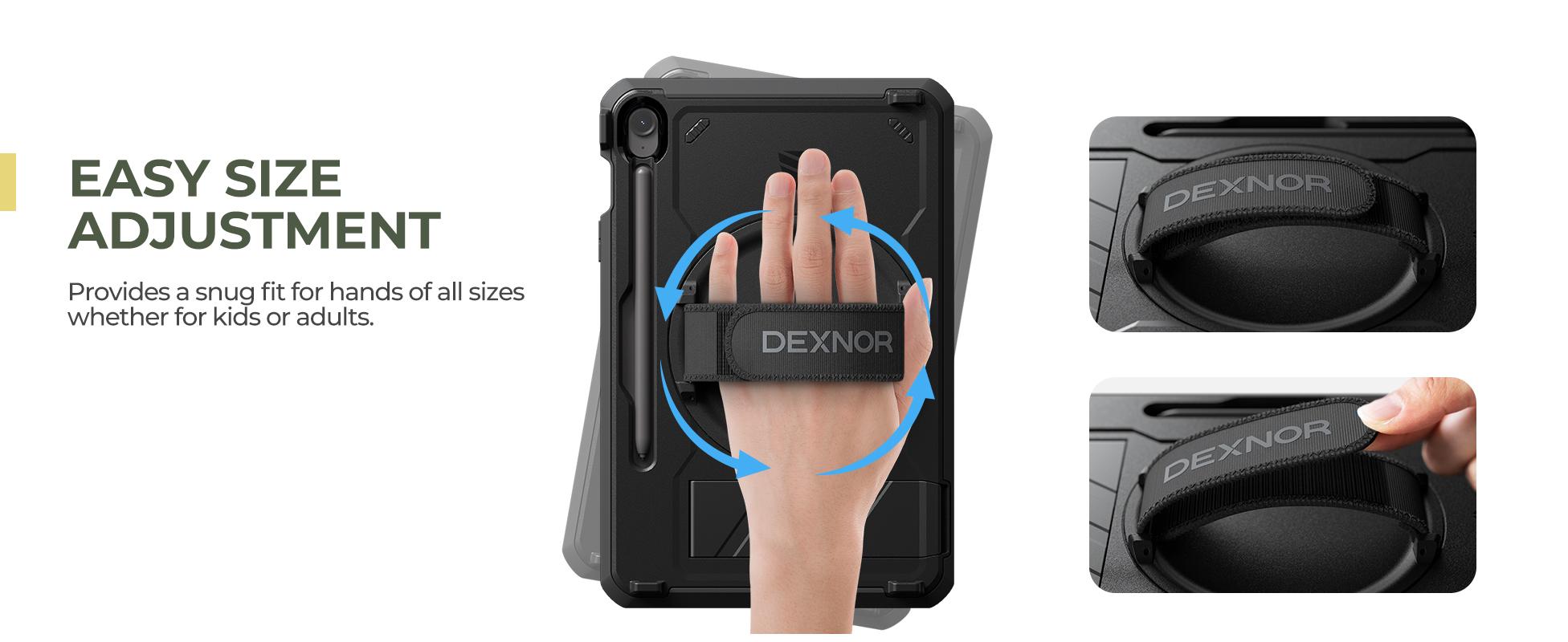 Dexnor Case for Samsung Galaxy Tab S10 Lite/S10 FE / S9 FE 10.9 Inch / S9 11 Inch 2023 with Screen Protector Pen Holder [360 Rotating Hand Strap & Kickstand], Full Body Cover for Tablet S9 FE