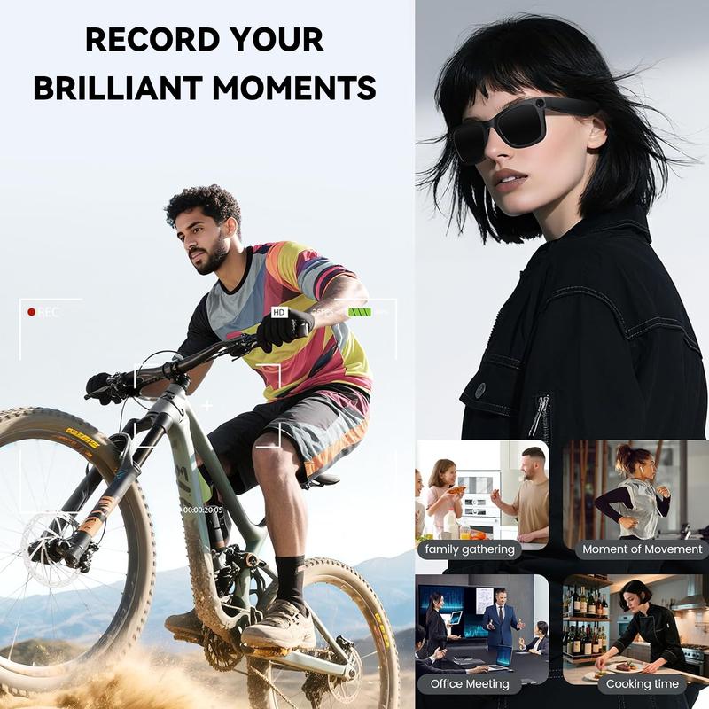 Smart AI Camera Glasses with 8MP Photochromic Lenses ,Button Touch Adjustment for Travel Outdoor Adventures Hands-Free Photography 160+Languages Real-Time Translation Bluetooth Wireless Wearable Video Recording UV Protection