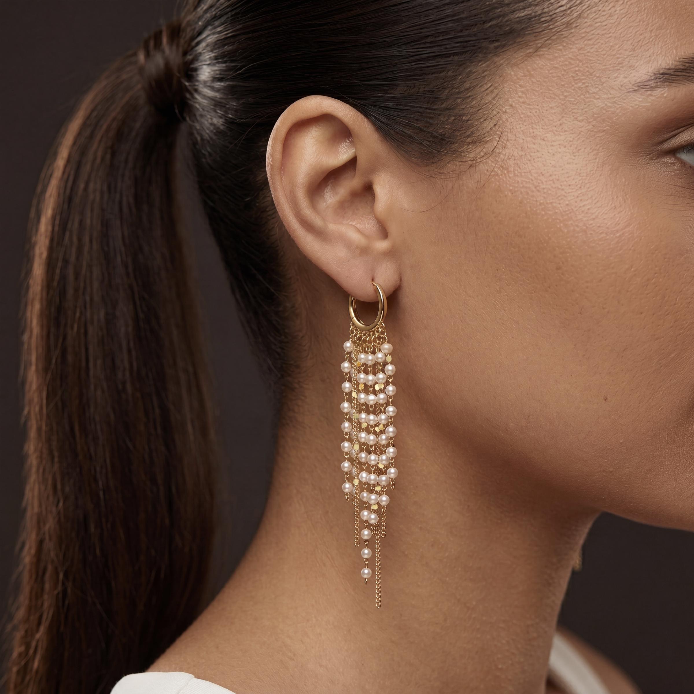 Tewiky 14K Gold Plated Long Tassel Earrings for Women,Chain Tassel Threader Earrings Trend Dangling,Trendy Hypoallergenic Bride Party Prom Jewelry and Women Gifts For Mother's Day gifts tiktokshopbacktoschool
