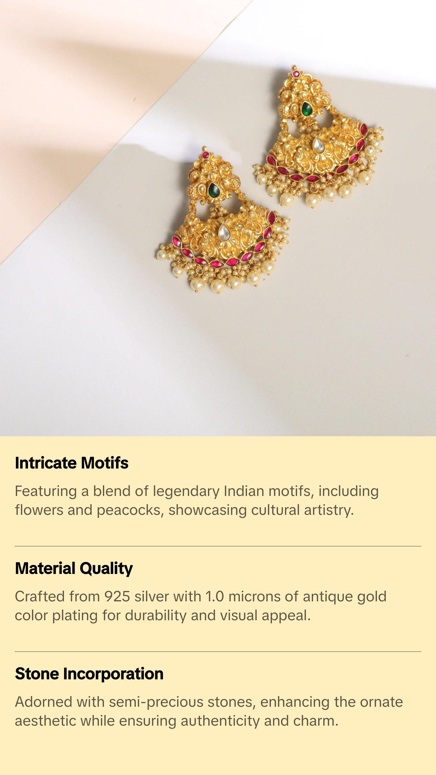 Avni Antique Silver Chandbali Earrings