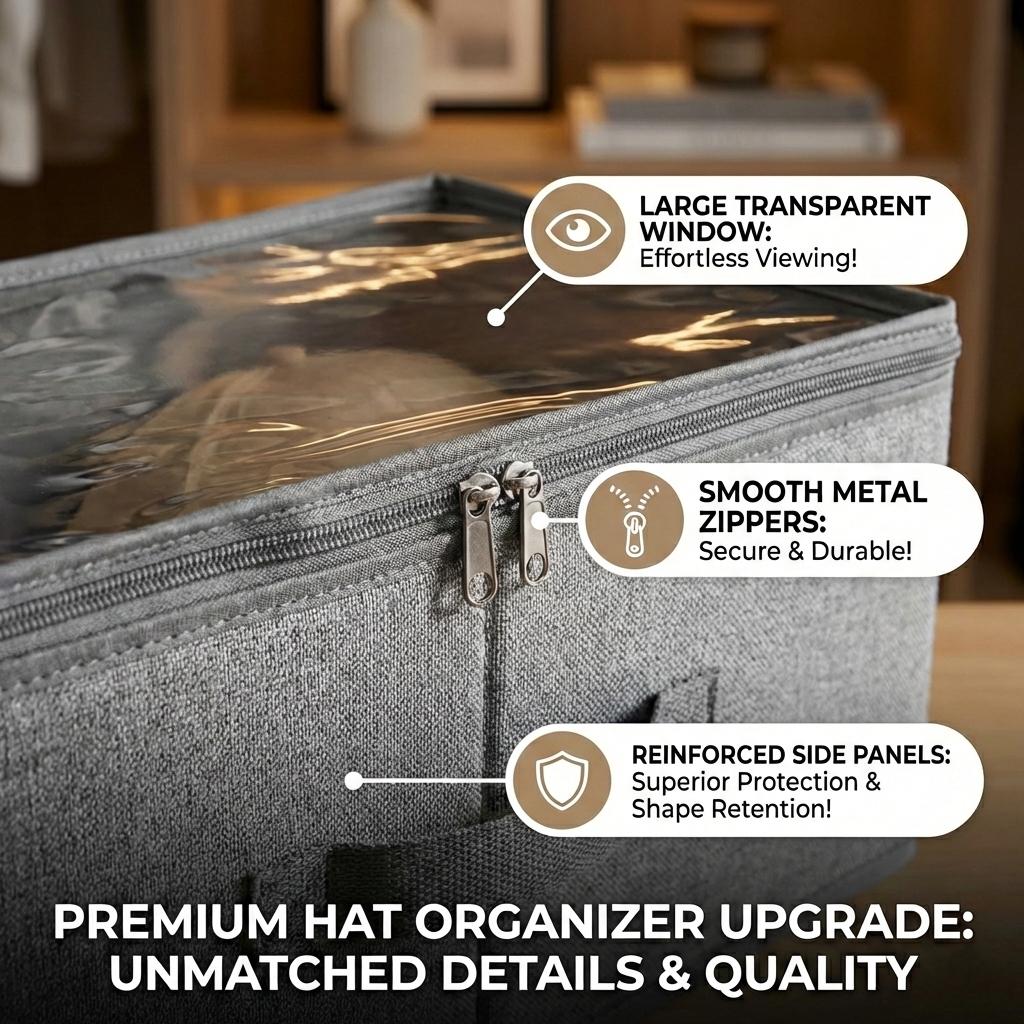 All-New Upgrade: Extra-Large View Window See your collection at a glance. Stackable Hat Storage Boxes for Baseball Caps, Give your 15+ hats a home that’s as stylish as they are. Large Clear Window, Closet Organizer for Men, The best gift
