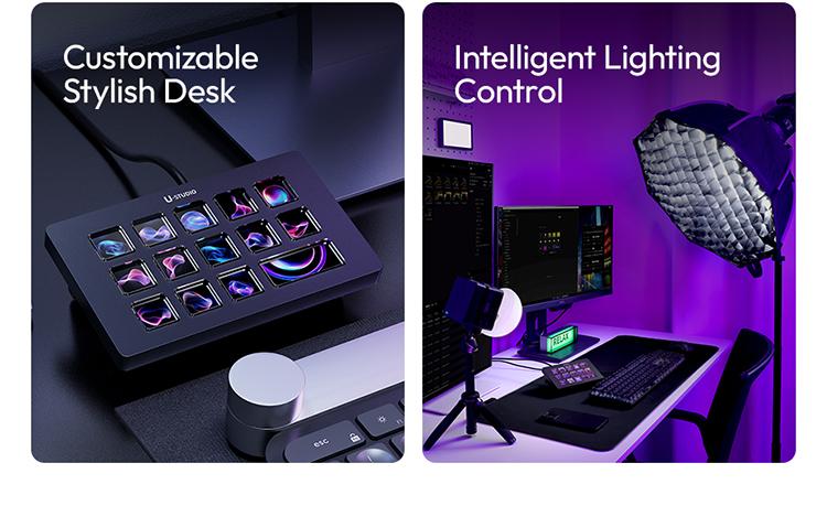 Ulanzi D200H Gaming Stream Controller,Control Pad, 7-in-1 Deck U-Studio Stream Controller Keyboard，with 14 LCD Keys, 13 Customizable Macro Keys Dock to Control Apps and Software, Trigger Actions in OBS, Twitch, YouTube, for Mac/PC