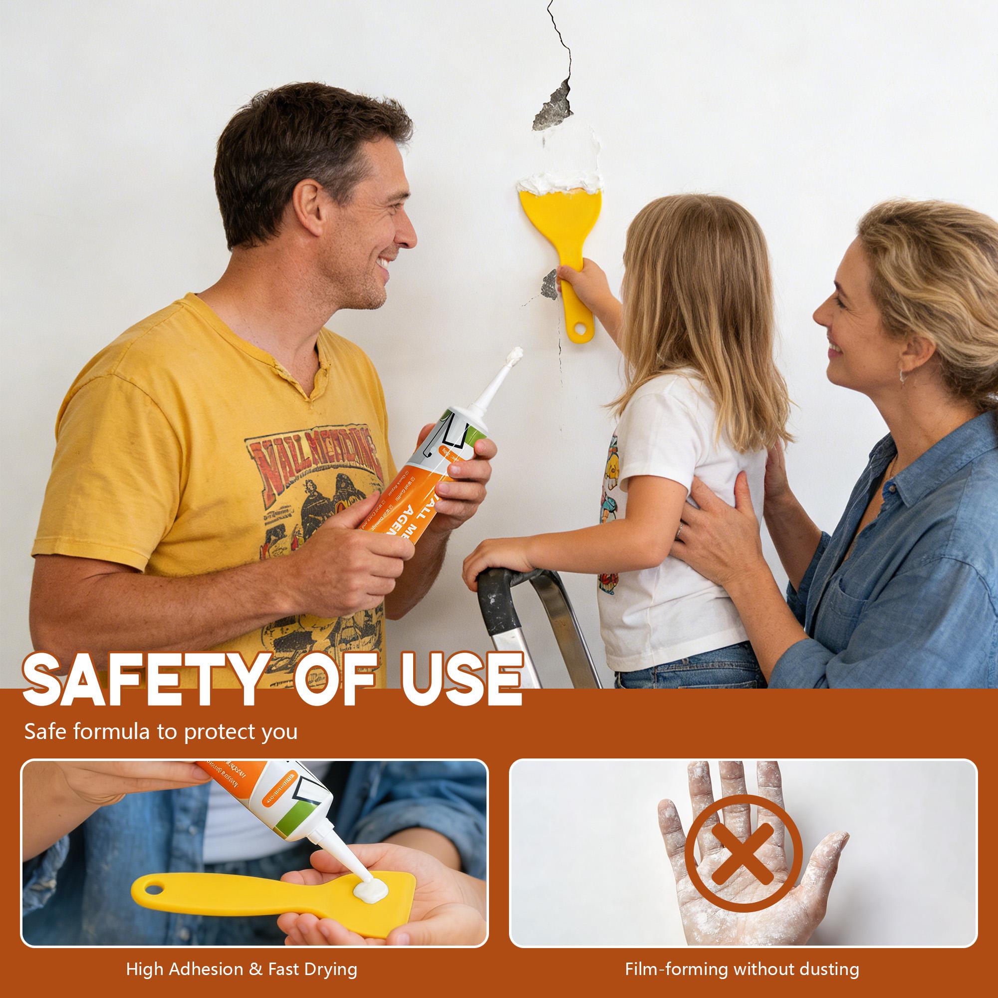 【 One-Stop Wall Repair Package】Drywall Patch Repair Kit, 250g Wall Mending Agent,Multi-functional Quick-drying Wall Repair Paste,Environmentally Friendly & Free of Formaldehyde,DIY Repair for Nail Hole Cracks,Concrete Sealant WaterproofSelf Adhesive