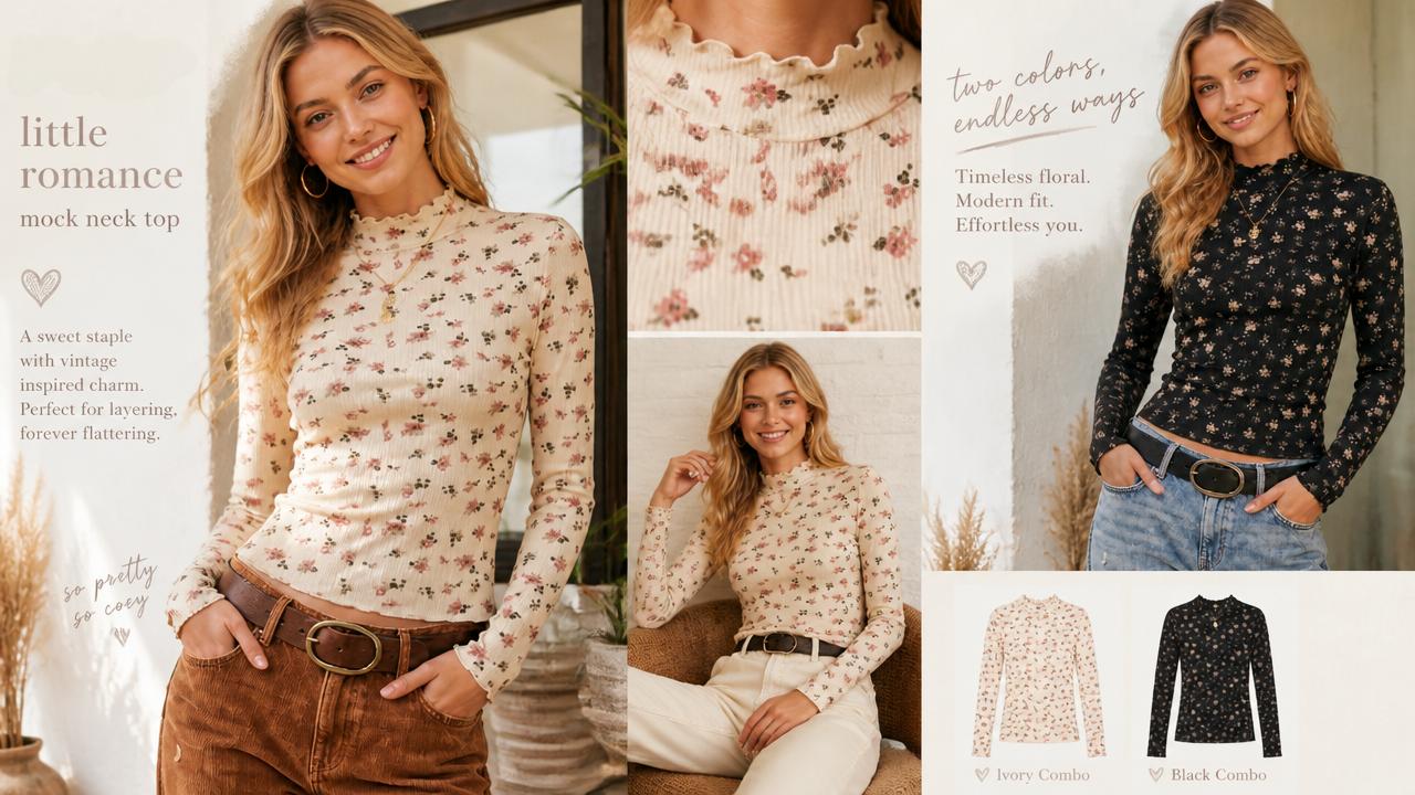 Product detail overview of Women's Floral Knit Long-Sleeve Shirt