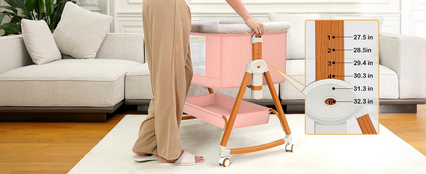 bassinetbaby 6 Height Adjustable Cribs Easy to Fold Portable Crib Side Bassinet Swing Cradle Bed Side Sleeper with Ventilated Net Wheels America Made bassinetbaby 6 Height Adjustable Cribs Easy to Fold Portable Crib Side Bassinet Swing Cradle Bed Side Sleeper with Ventilated Net Wheels America Made