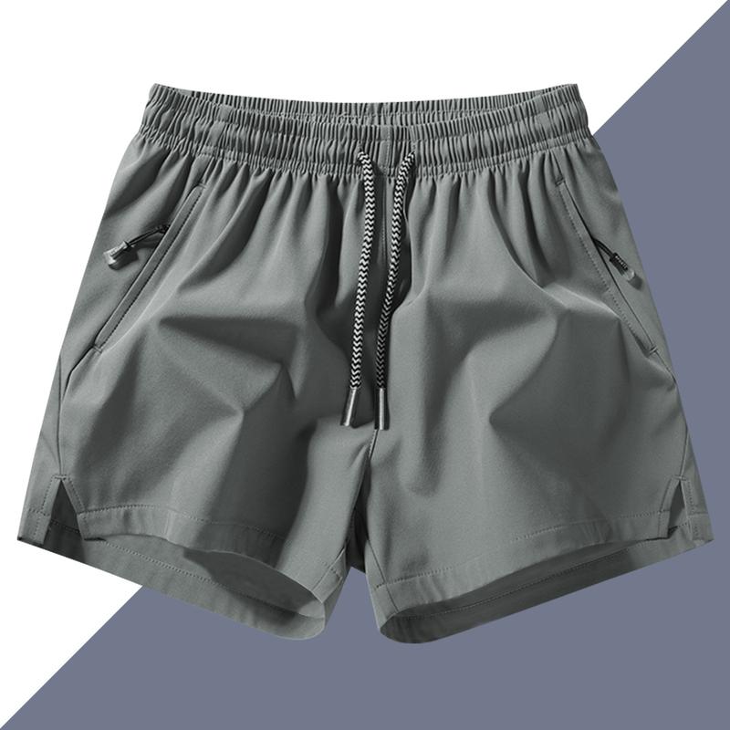 Men's sports shorts, summer casual quick-drying elastic belt drawstring shorts with zip pockets for long-lasting comfort, suitable for gyms and outdoor leisure activities