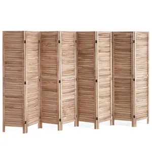 VEVOR Wood Room Divider, 8 Panel Wood Folding Privacy Screen, 66.9 Inches Tall Indoor Louvered Partition Divider, Portable Decoration Screen, for Room Separation, Home, Office, Restaurant & Bedroom
