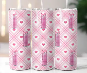 Pink Red Bull Wild Berries Bow Heart 20 oz. Stainless Steel Sublimation Tumbler Cup - Elegant Drinkware for On-the-Go Enjoyment - Bottle