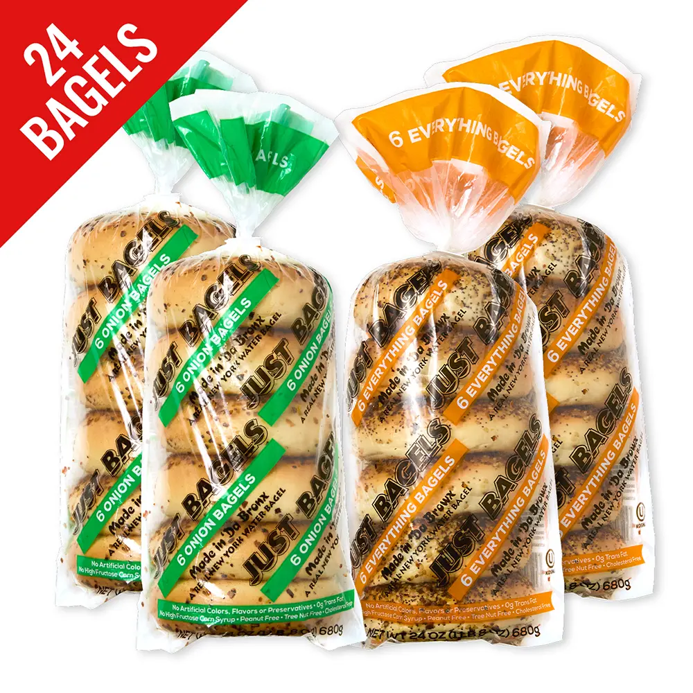 Just Bagels 12 Everything and 12 Onion Bagels Non-GMO Authentic New York Style Chewy Crunchy Bagels Made in Da Bronx