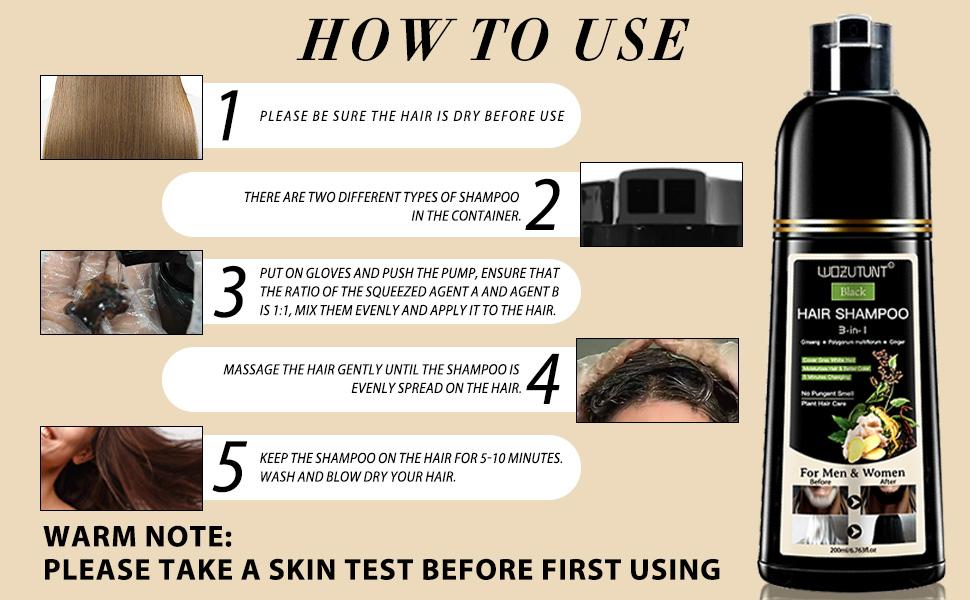3-in-1 Black Hair Dye Shampoo Herbal Formula with Ginseng quick hair dye longlasting haircare Covers Gray Hair Natural Plant Haircare for Salon-Quality Results Flawless Radiant