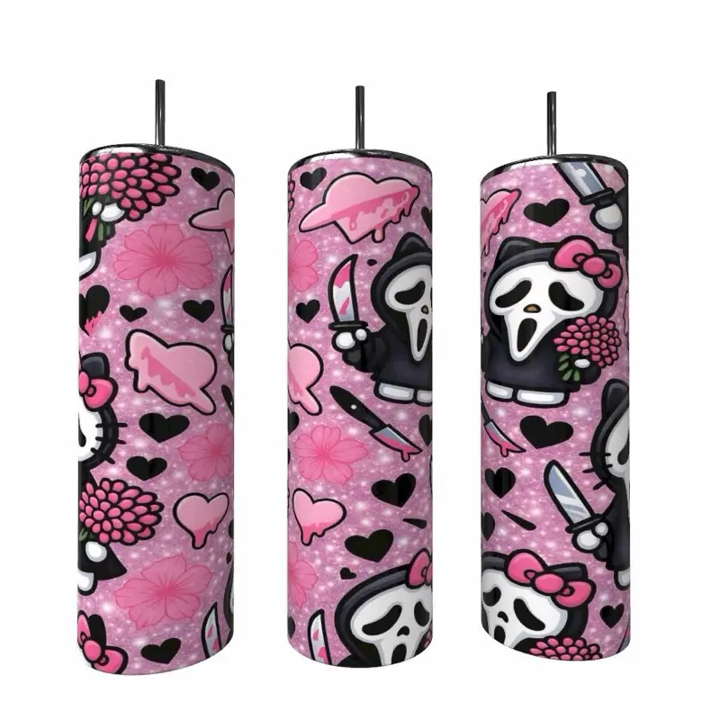 Pink Faux Sparkle Scream Ghost Tumbler