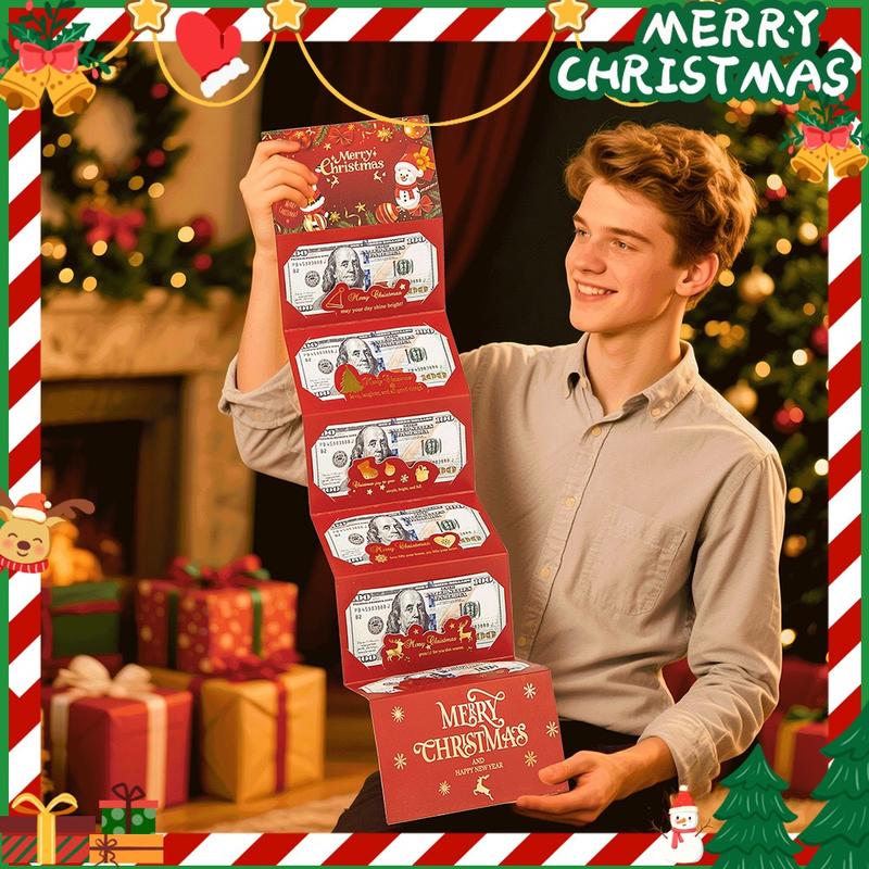 Christmas Cash Gift Envelope, Surprise Money Clip for Men and Women, Cartoon Greeting Card, Fantasy Theme, Money Clip, Creative Cash Gift Wallet, Unique Multifunctional Cash Box for Any Recipient, Cash Envelopes