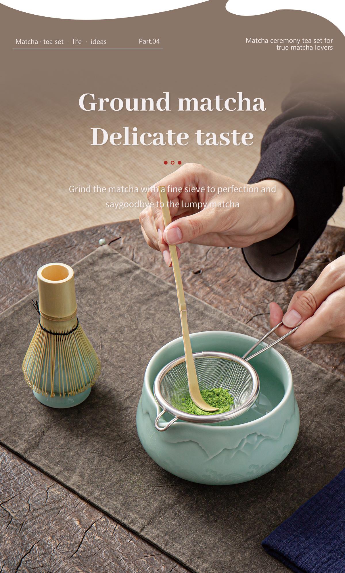 TEANAGOO Christmas Blue Matcha Set 7-Piece Matcha Kit with Gradient Ceramic Bowl Bamboo Whisk Scoop & Sifter Cozy Holiday Gift for Tea Lovers