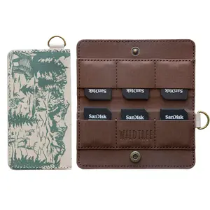 Woodland Landscape SD Card Holder with 6-Slots | PU Leather, Camera Accessory, Travel Case w/ D-Ring